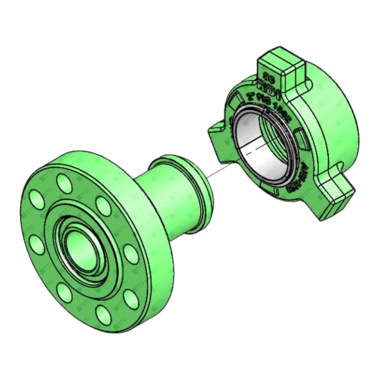 Flange Adapter, 1-13/16" 10M x 2" 1502 M, 10000 psi, Sour Service