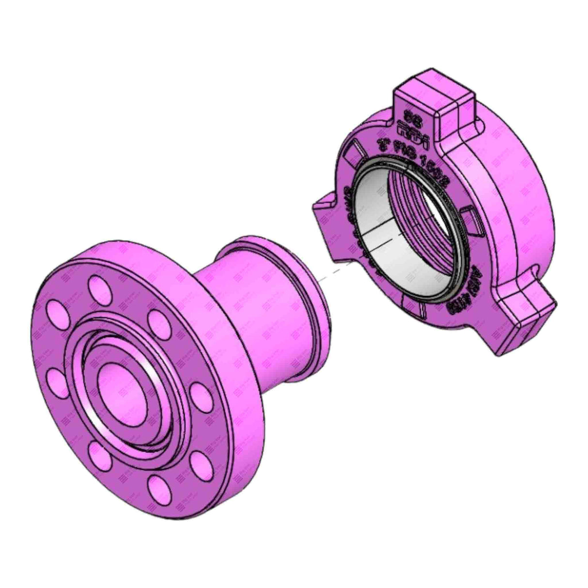 Flange Adapter, 2-1/16” 5M x 3” 1502 M, 5000 psi, Sour Service